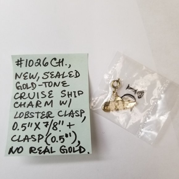 ✅1026CH NEW Sealed Gold Tone Cruise Ship Charm - Picture 2 of 5